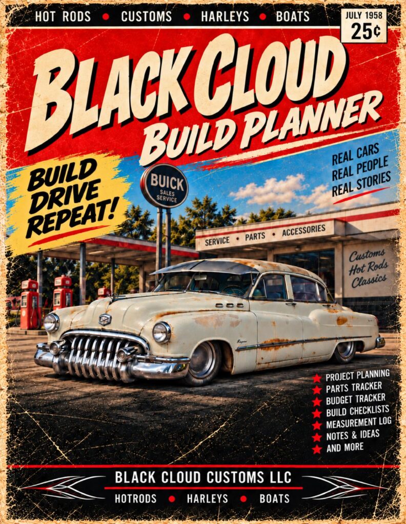 Approved Black Cloud Hotrod Build Planner cover featuring Ole Nasty