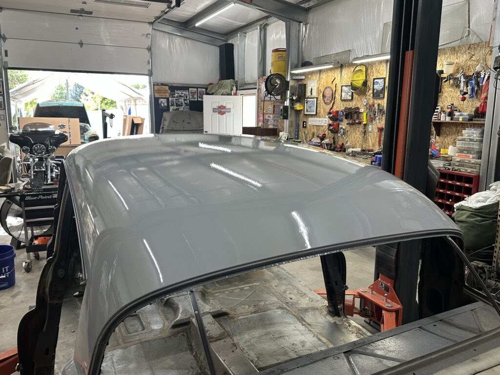 Ole Nasty roof in grey coating during body preparation