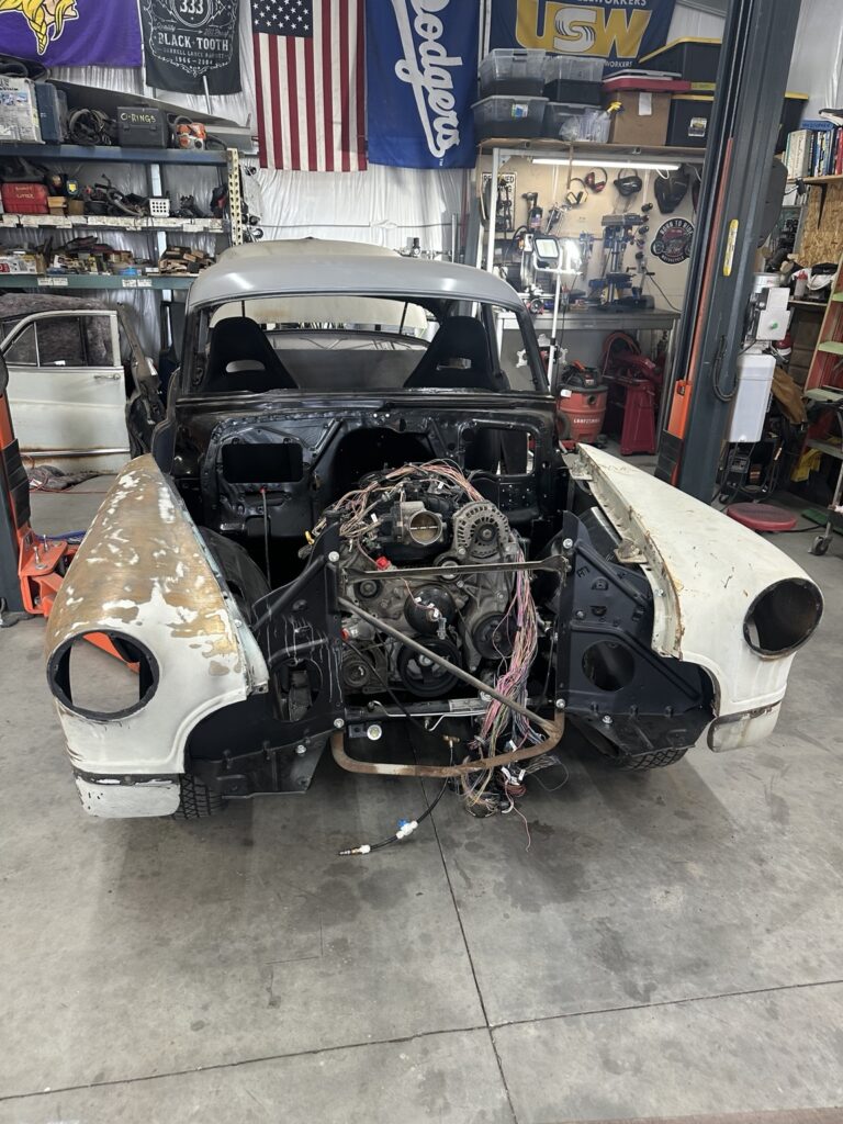 Ole Nasty with engine installed and wiring in progress in the Black Cloud workshop