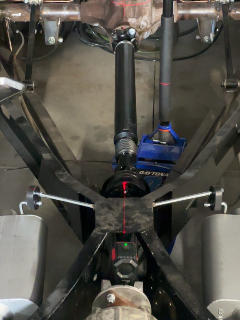 Ole Nasty frame and driveshaft during fit-up and alignment